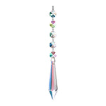 pendentif moderne multicolore facettes brillantes transparents anneaux métalliques chaîne élégants