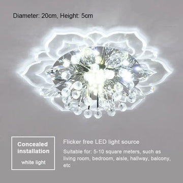 lampe moderne transparente cristal fleur dorée élégante LED autoinstallation chambre salon