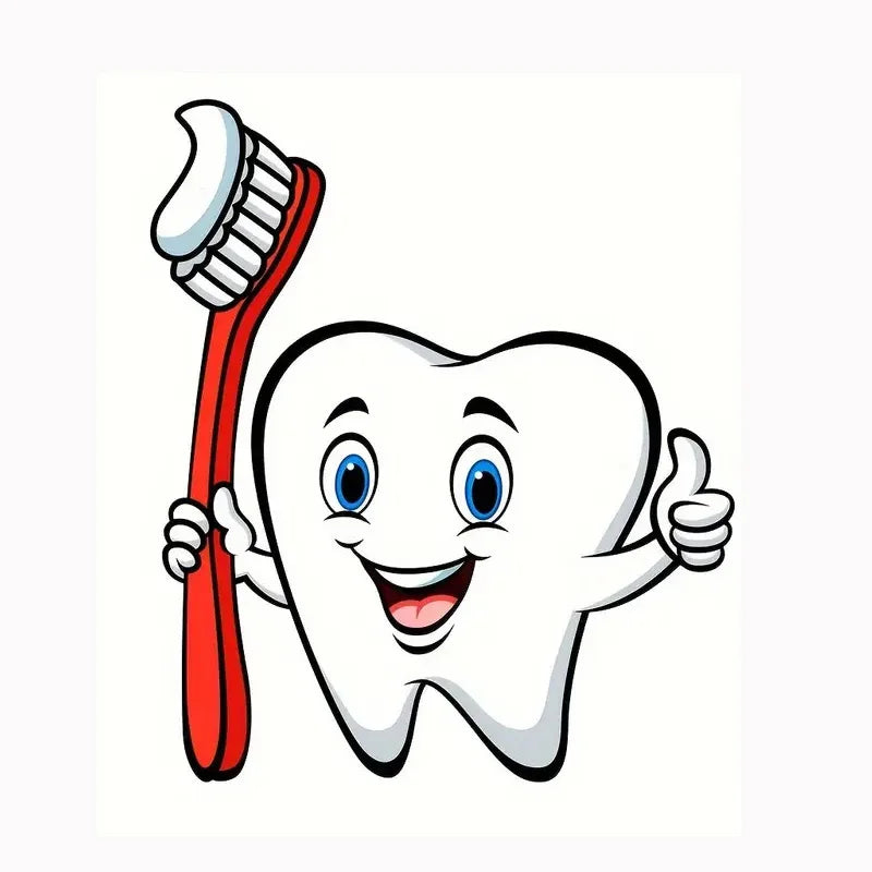 sticker mural dessin animé brosse dents sourire chambre toilette autocollant pvc opaque