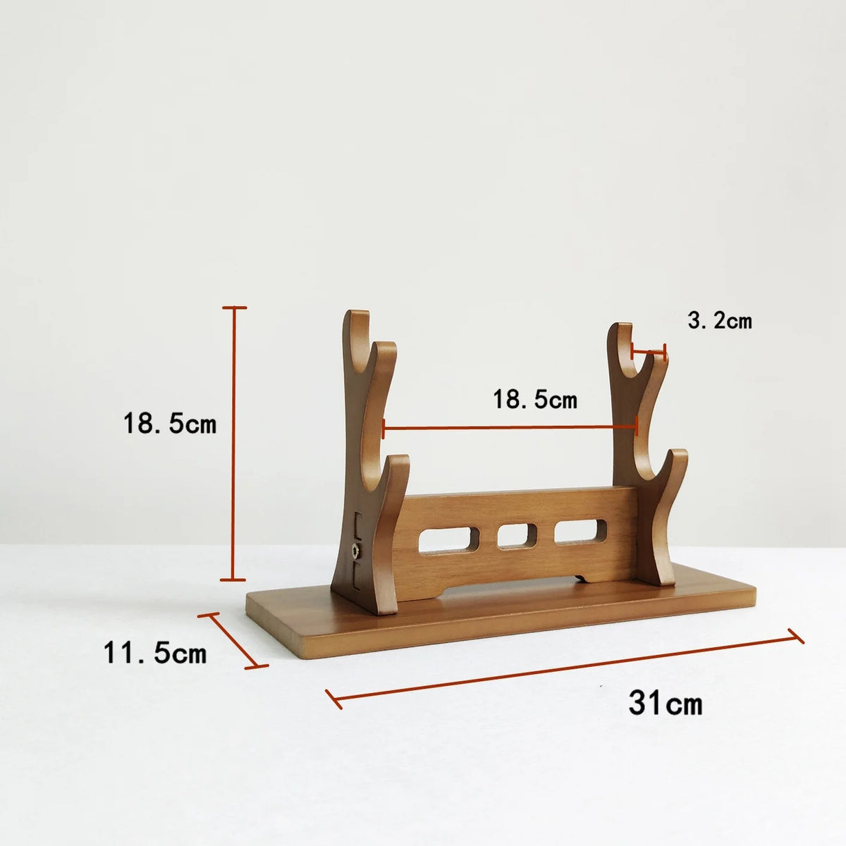 support épées bois moderne minimaliste noir brun clair katana sabres rack display salon