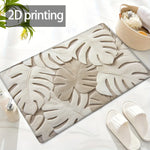 tapis tropical feuilles relief moderne anti dérapant doux rapide salle bain beige clair