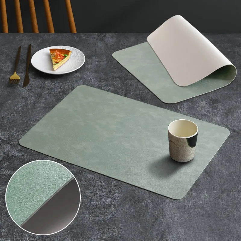 tapis table moderne simili cuir marron bleu marine gris vert pastel
