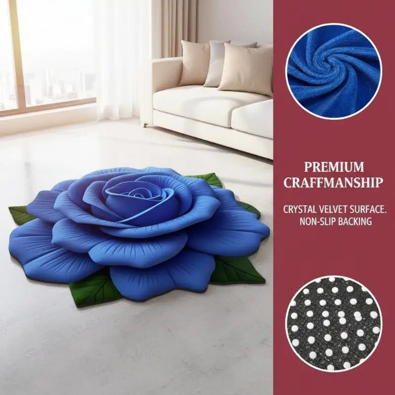 tapis fleur relief violet bleu rouge moderne velours cristallin doux salon durable