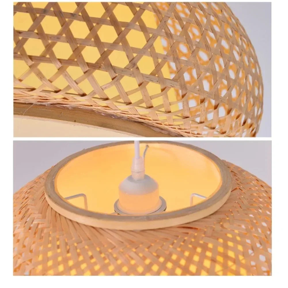 lampe suspendue moderne rustique rotin naturel salon chambre e27 plafonnier boîte opaque chaînes