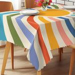 nappe rectangulaire imperméable multicolore rayures arc ciel moderne fête mariage table manger déco boho