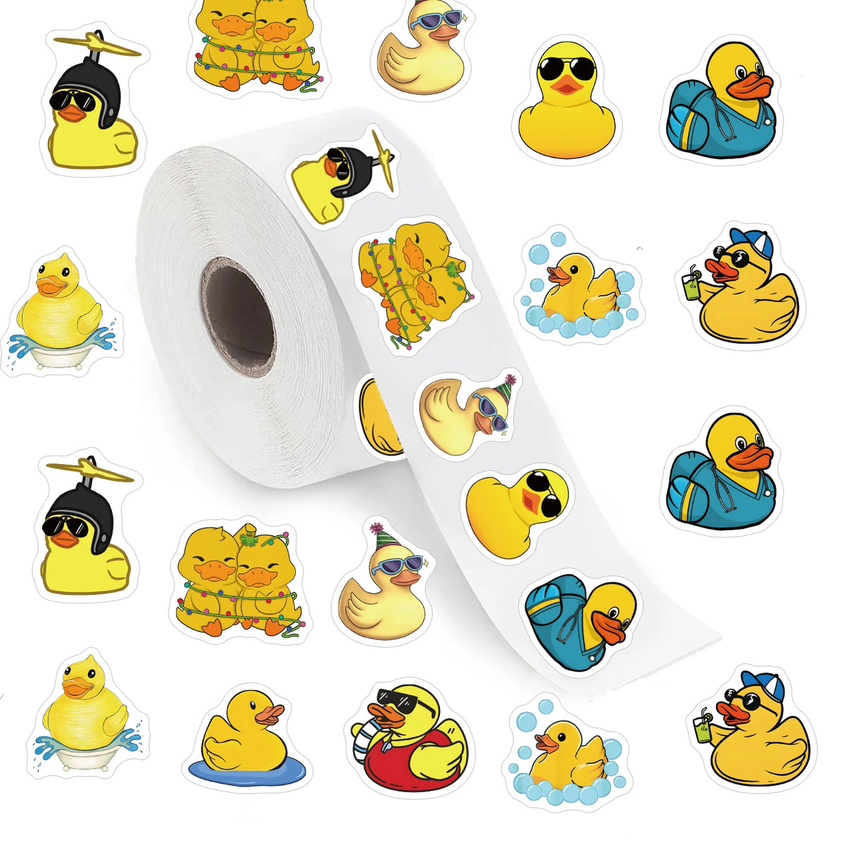 autocollants animaux canards dessin animé jaune blanc bleu cartes souhaits décorations fêtes