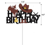 décoration gâteau happy birthday chevaux thème western rouge doré anniversaire enfant festive