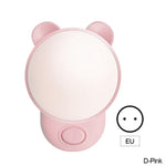 veilleuse animale ours rose bleu clair lisse oreilles rondes corps arrondi enfantin mignon plug