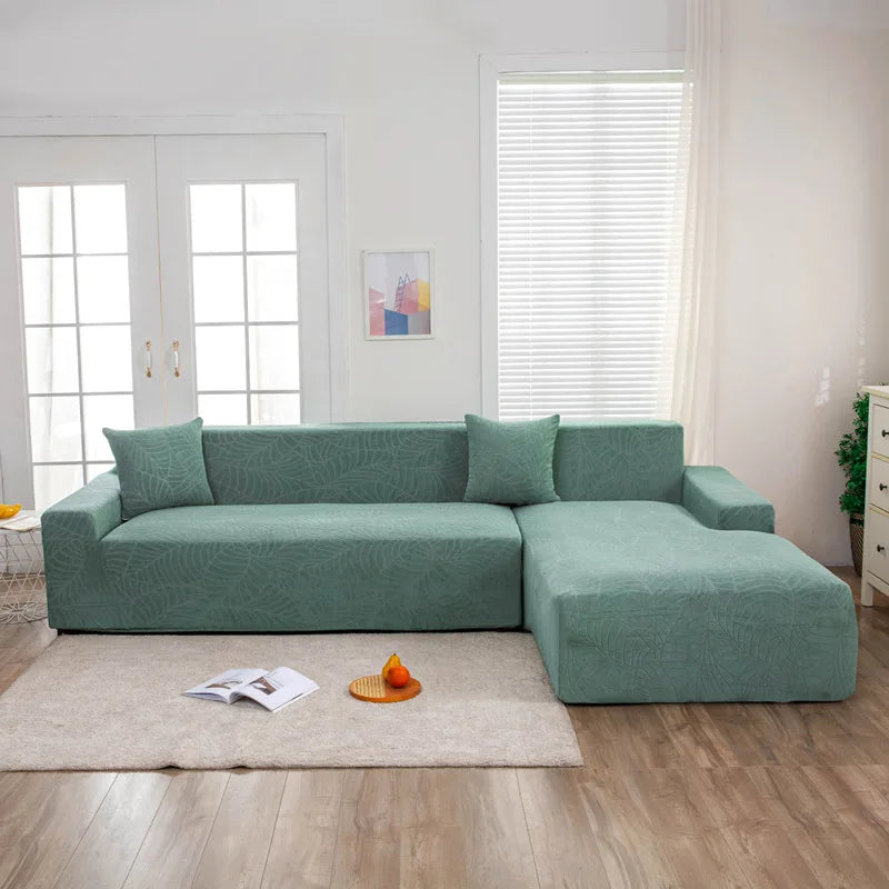 housse canapé gris motif feuilles moderne extensible antidérapante protection tissu doux canapé sectionnel