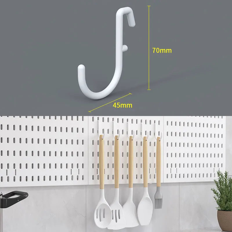 panneau perforé blanc étagère murale moderne accessoires rangement clips couteau clavier figurines
