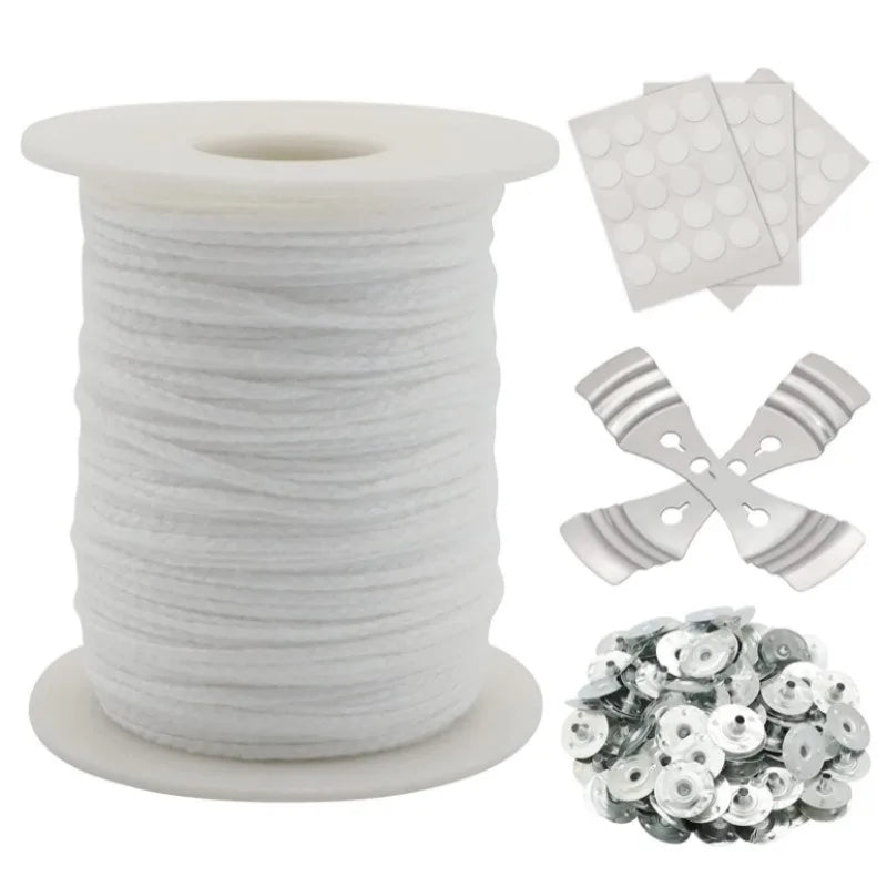 fil coton cire bâtonnets clips métalliques étiquettes bricolage artisanal blanc pratique utilitaire
