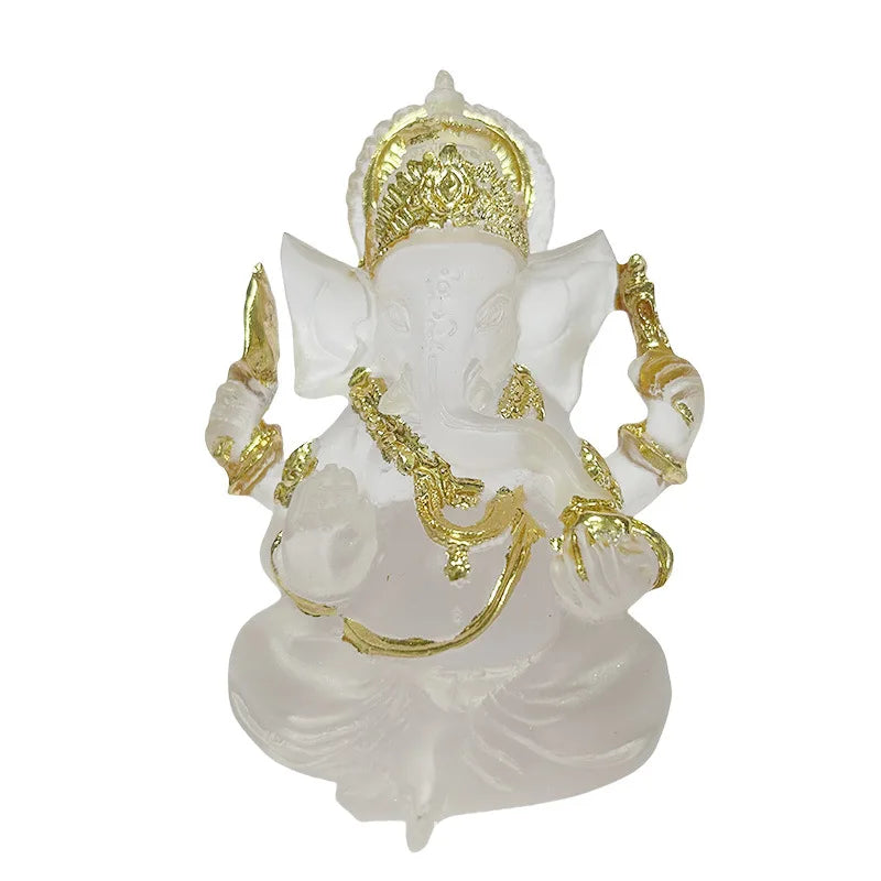 statue ganesha blanc doré relief sculpté artisanal cérémonie mariage anniversaire évenement