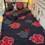 housse couette flanelle noir rouge nuages stylisés motifs circulaires taies d'oreiller oreiller coussin décoratif