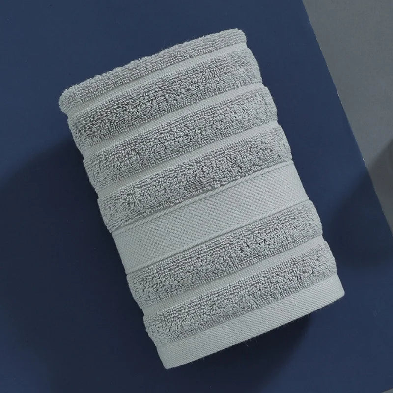 serviettes coton 100% rayures horizontales blanc rose gris bleu absorption élevée face main 35x35cm