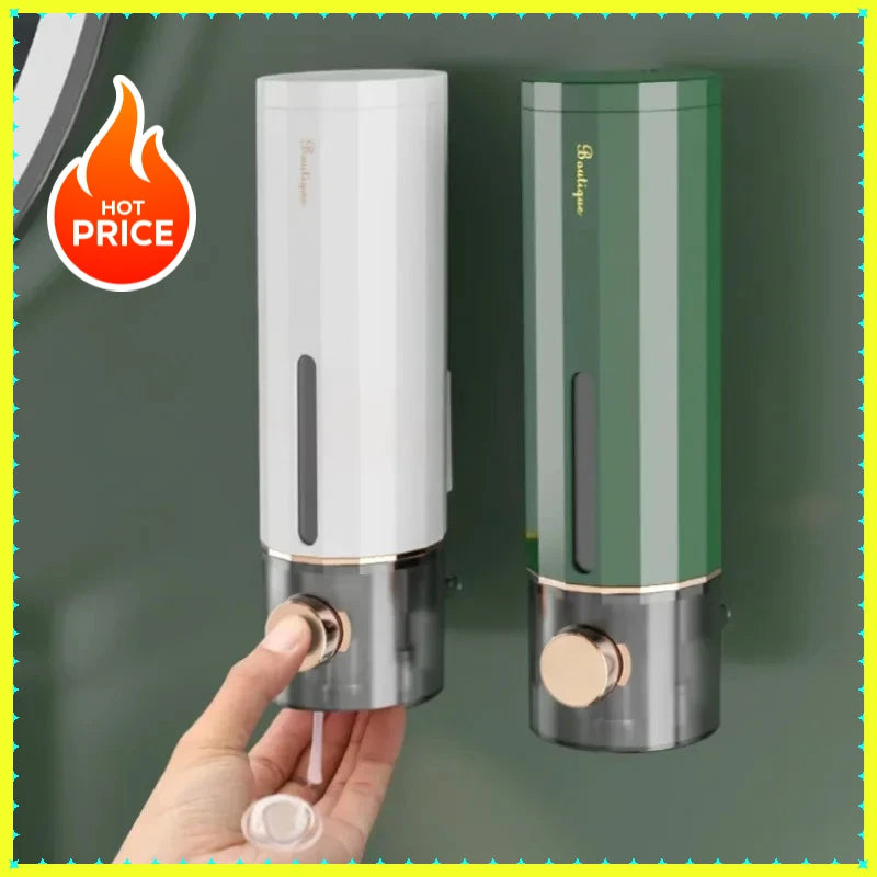 distributeur savon liquide moderne vert gris doré adhésif bouteille 450ml opacité matériau plastique