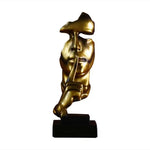 statuette or silencieux homme masqué moderne abstraite art classique hauteur 31cm largeur 11cm poids