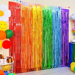 rideau franges métalliques couleurs vives mariage anniversaire décoration festive adhésif pack deux