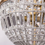 suspension lumineuse cristal dorée élégante classique brillants transparents chambre salon