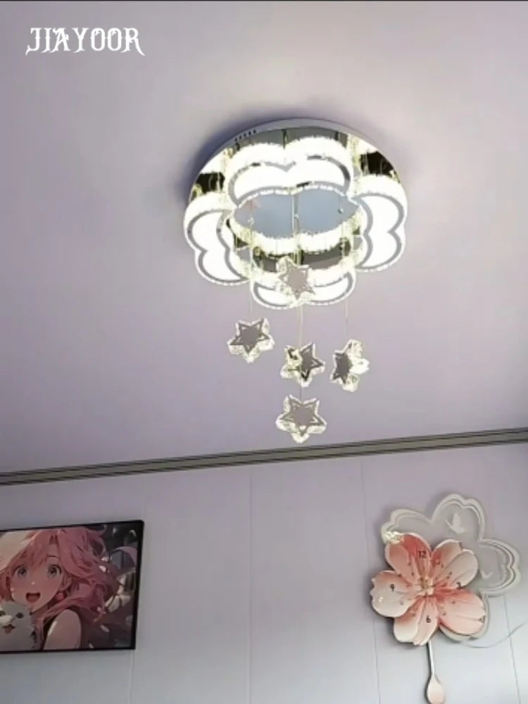plafonnier moderne étoiles cristal blanc doré éclairage cuisine salle manger led changeable