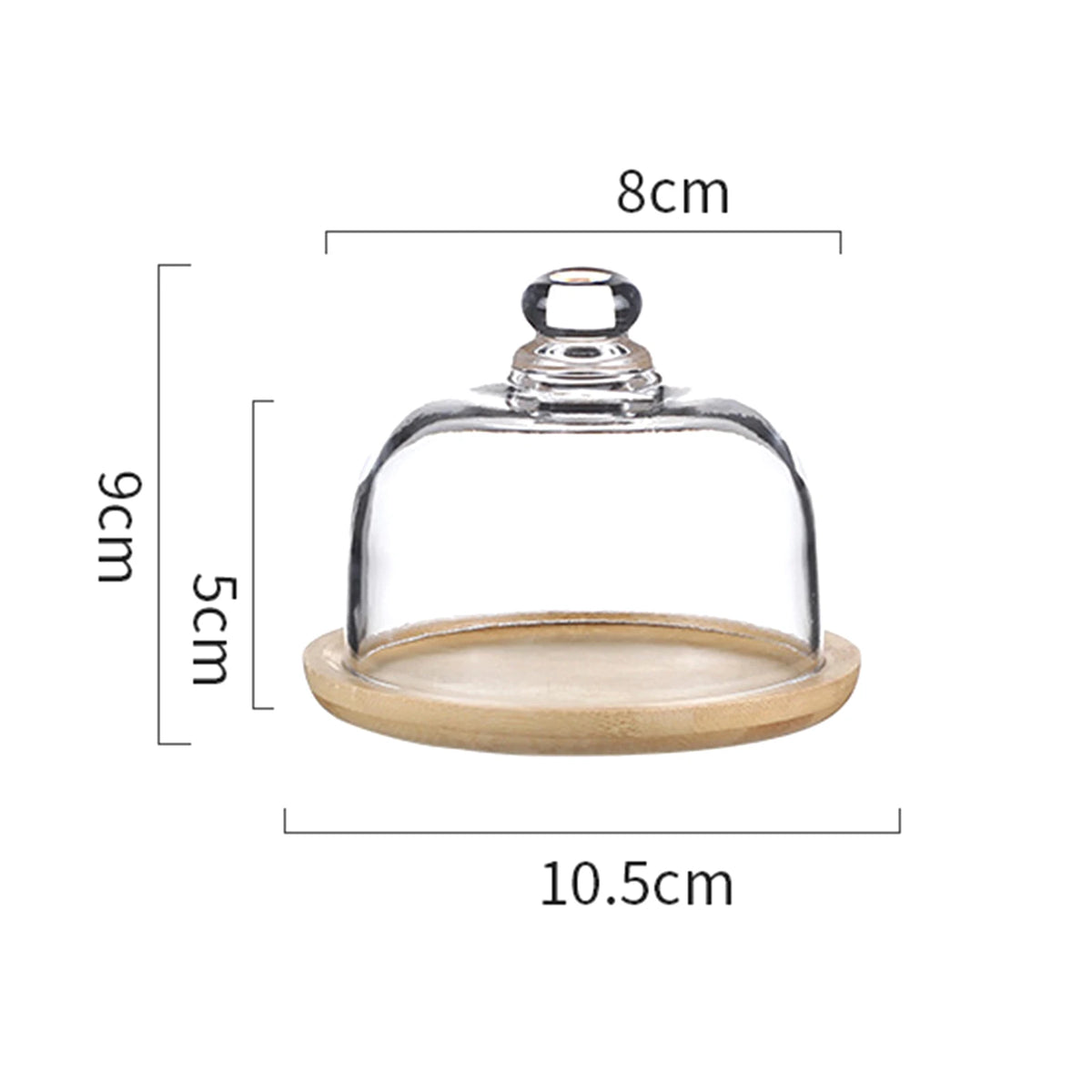 cloche verre couvercle service plateau d'exposition transparente base bois lisse moderne minimaliste