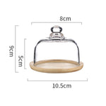 cloche verre couvercle service plateau d'exposition transparente base bois lisse moderne minimaliste