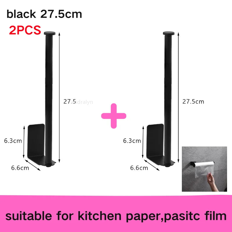 porte serviettes porte papier toilettique acier inoxydable réutilisable moderne clips crochets noir multifonctionnel sans