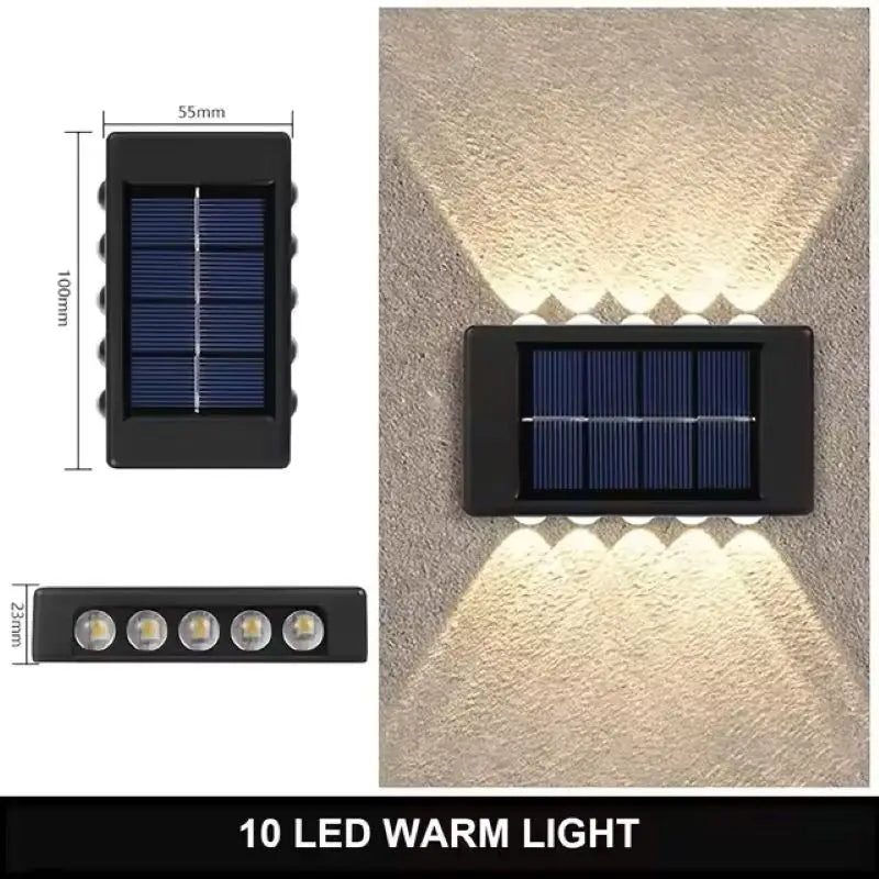 applique murale solaire noire 10 led lumière blanche moderne auto installationextérieur