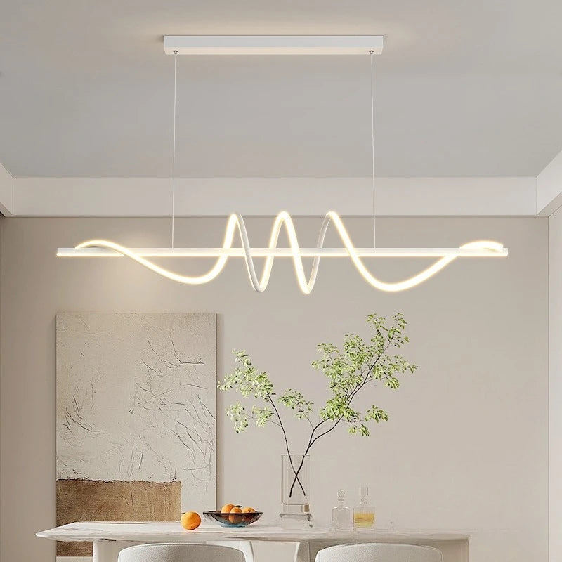 suspension lumineuse moderne spirale noir blanc métal câble 100cm 120cm