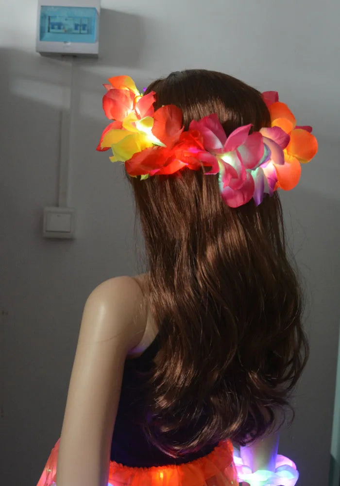 guirlande fleurs lumineuses multicolores décoratives festives hawaiiannes hula dance anniversaire fete anniversaire noel mariage