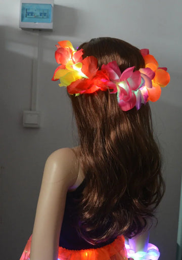 guirlande fleurs lumineuses multicolores décoratives festives hawaiiannes hula dance anniversaire fete anniversaire noel mariage