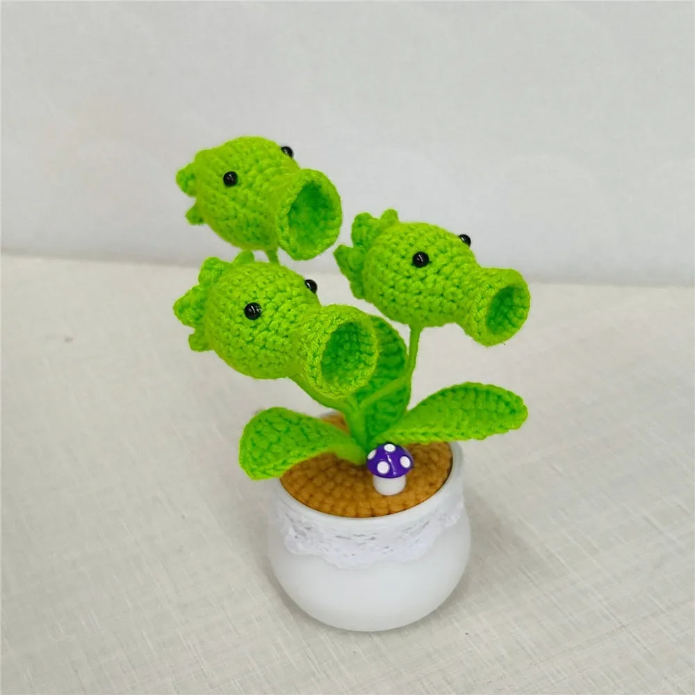 plantes crochet fleurs feuilles créatives artisanales vert jaune bleu rouge marron blanc