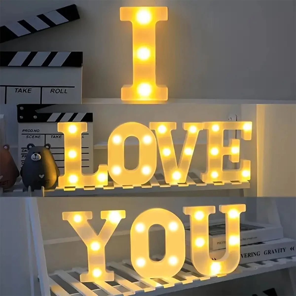 veilleuse lettre lumineuse blanche led décoratif vintage fête mariage anniversaire Noël maison