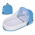 lit pliable bébé bleu clair coussin mousse filet anti moustiques porte clés jouets moderne