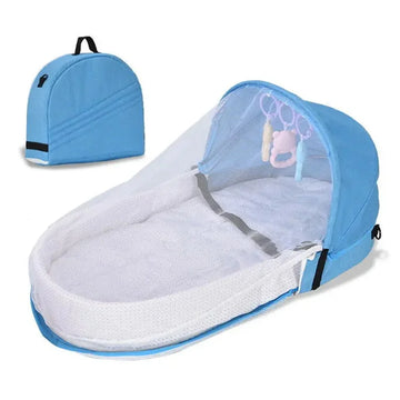 lit pliable bébé bleu clair coussin mousse filet anti moustiques porte clés jouets moderne