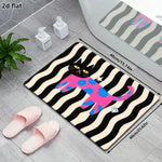 tapis moderne graphique chat dessin animé noir blanc rose bleu gris antidérapant polyester feutre