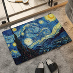 tapis polyester antibactérie antidérapant moderne nuit lune étoilées motifs floraux bleu jaune