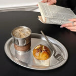 assiette ovale argentée moderne minimaliste lisse brossée rangement bijoux dîner
