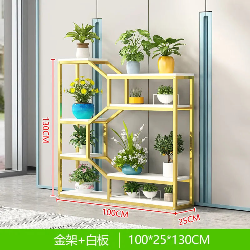 étagère modulaire métal bois industriel plantes d'intérieur pots fleurs blanc