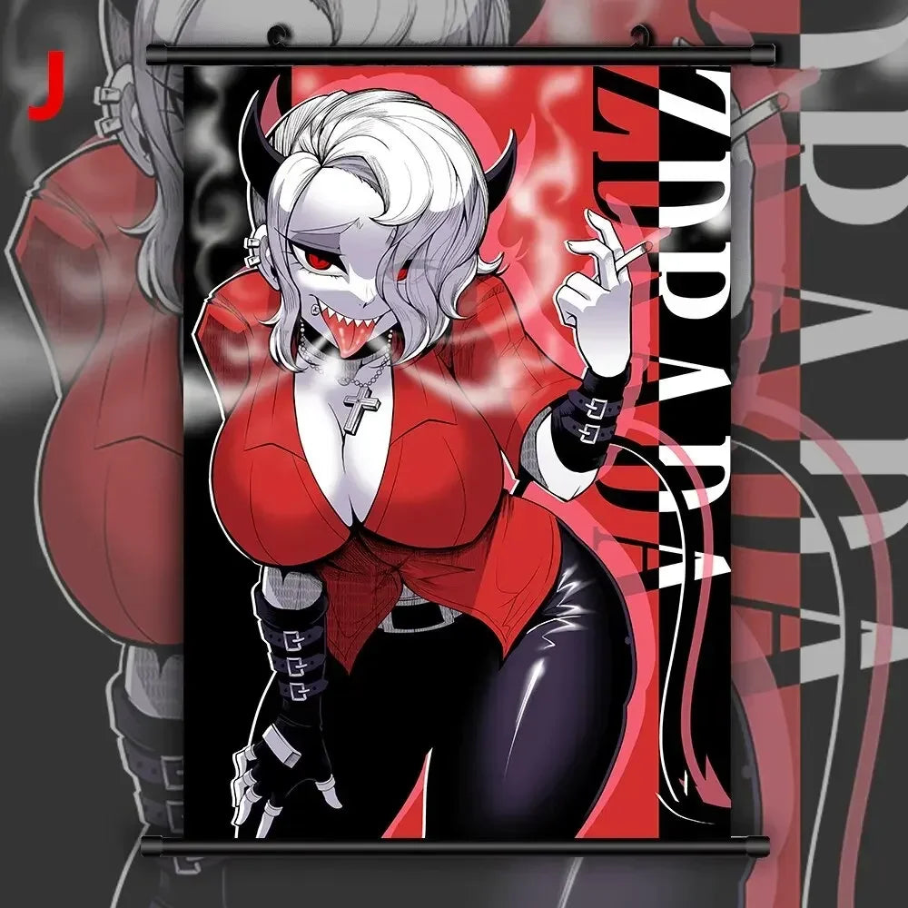 toile anime illustration graphique clips decoration salon blanc rouge noir vertical