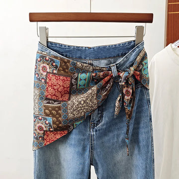 foulard femme soie motif floral patchwork boho chic accessoire tête cou taille