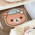 tapis dessin animé ours doux beige marron bleu rose antidérapant polyester usage multiple chambre