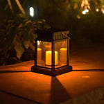 lanterne solaire transparente effet gouttes pluie vintage anneau métallique bougie blancheextérieur nuit camping jardin