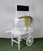 chariot fleurs bois vintage grille rangement panier osier rustiqueextérieur