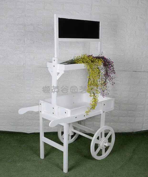 chariot fleurs bois vintage grille rangement panier osier rustiqueextérieur
