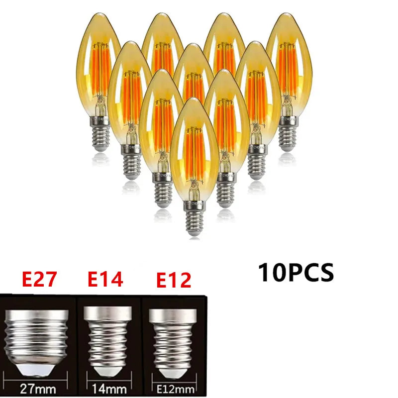 ampoule led filament forme flamme vintage dorée lustre décoration intérieur blanc chaud e14 e27