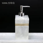 distributeur savon huiles essentielles moderne élégant blanc noir marbré set accessoires