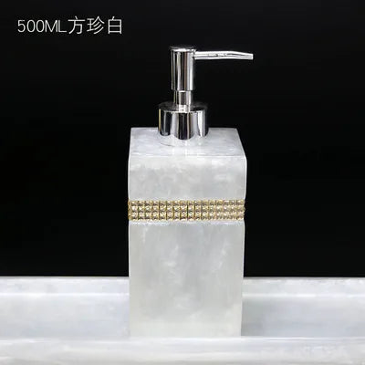 distributeur savon huiles essentielles moderne élégant blanc noir marbré set accessoires