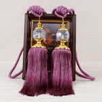 pompons rideaux classiques rouge beige violet gris or coton chanvre rubans uni opaques