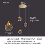lustre suspension moderne cristal doré scintillantes éclairage luxe salon salle bain appartement