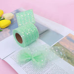ruban decoratif polyester coeurs iridescents paillettes translucide vert rose bleu clair noir 6cm 5yards